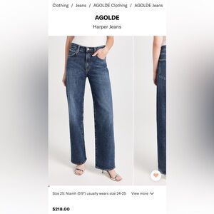 Agolde Harper Jeans in Tempo Size 28